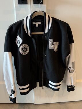 WEAR by Erin Andrews Women's Las Vegas Raiders Full-Zip Varsity Jacket